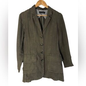 Peruvian Connection 100% Linen Olive Green 4-Button Jacket
